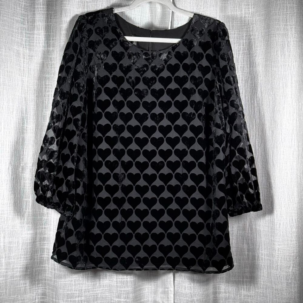 Talbots Burnout Velvet Blouse Size 1X  Lovecore Valentine Romantic